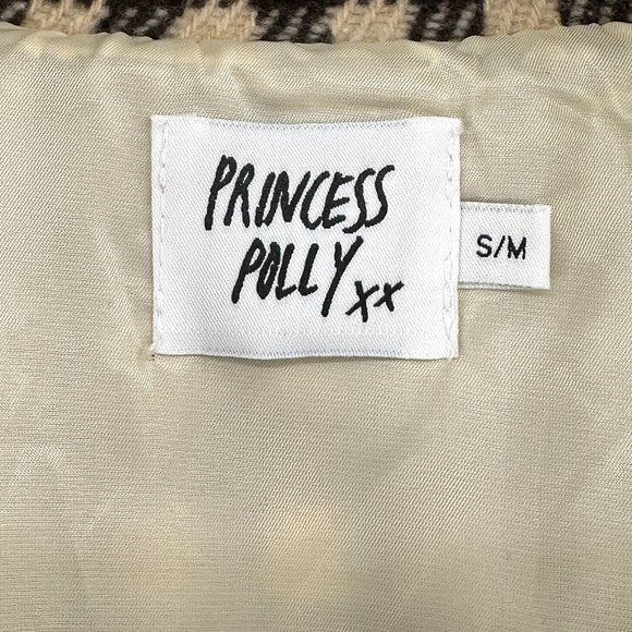 Princess Polly Harry Brown Beige Check Plaid Poly Wool Jacket S/M - Picture 7 of 9